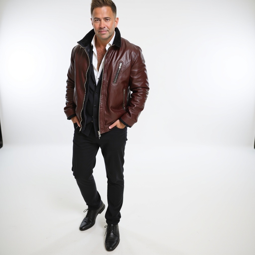 Patrick Lamb — studio portrait, leather jacket