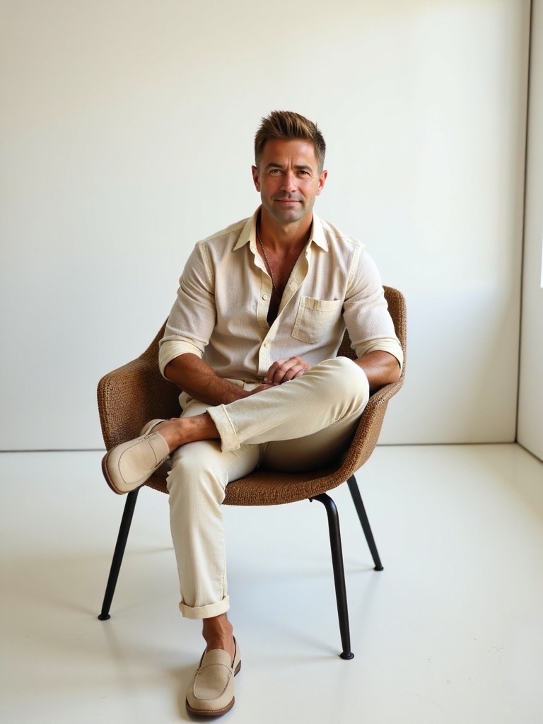 Patrick Lamb — linen wicker chair
